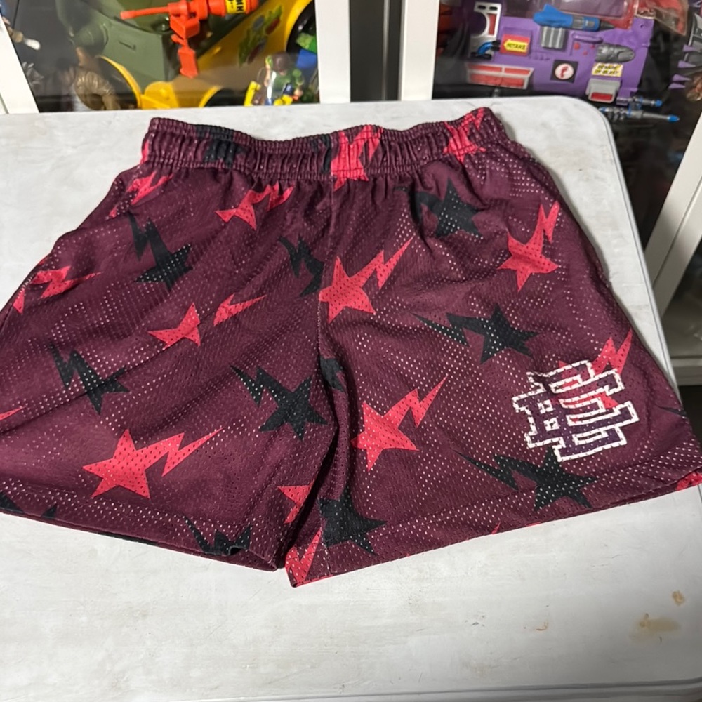 Eric Emanuel Purple Athletic Shorts with Dynamic Pattern